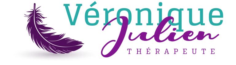 Logo de Véronique Julien, relation d'aide complémentaire et développement personnel à Victoriaville, avec sa plume violette
